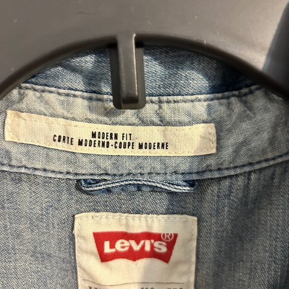 Levi's Mens Denim Western Shirt XXL Blue Long Sleeve Snap Button Pockets - Picture 9 of 12